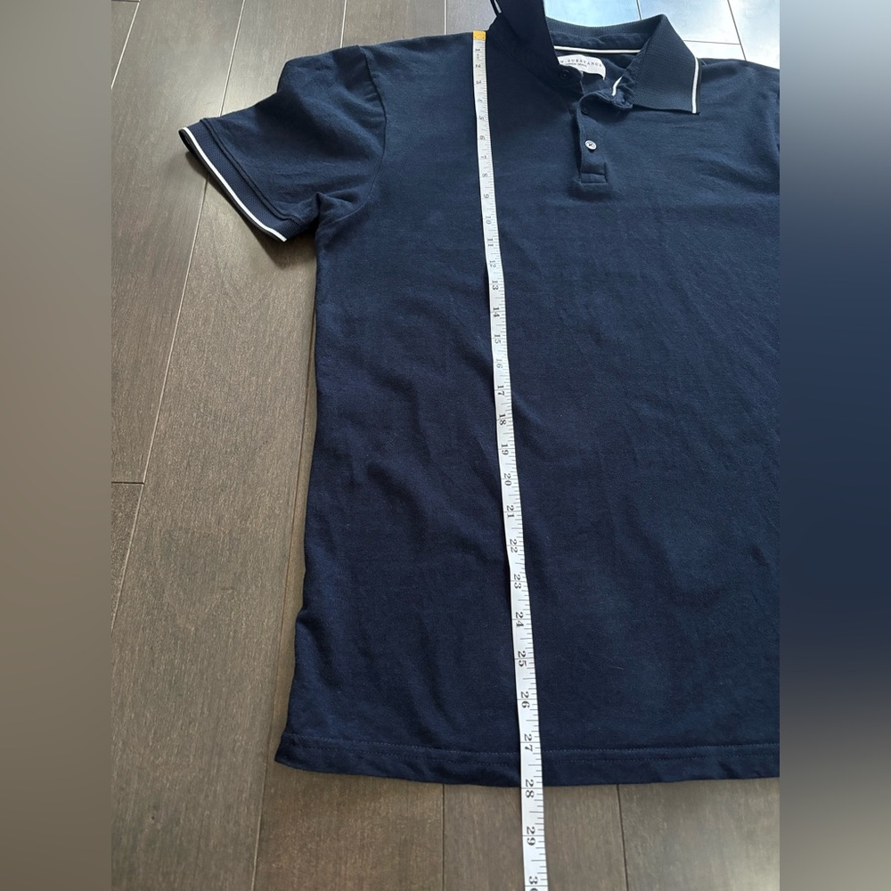 Mens Truth & Substance Classic Navy Polo Shirt Size M Contrast Trim Minimal - Picture 8 of 9